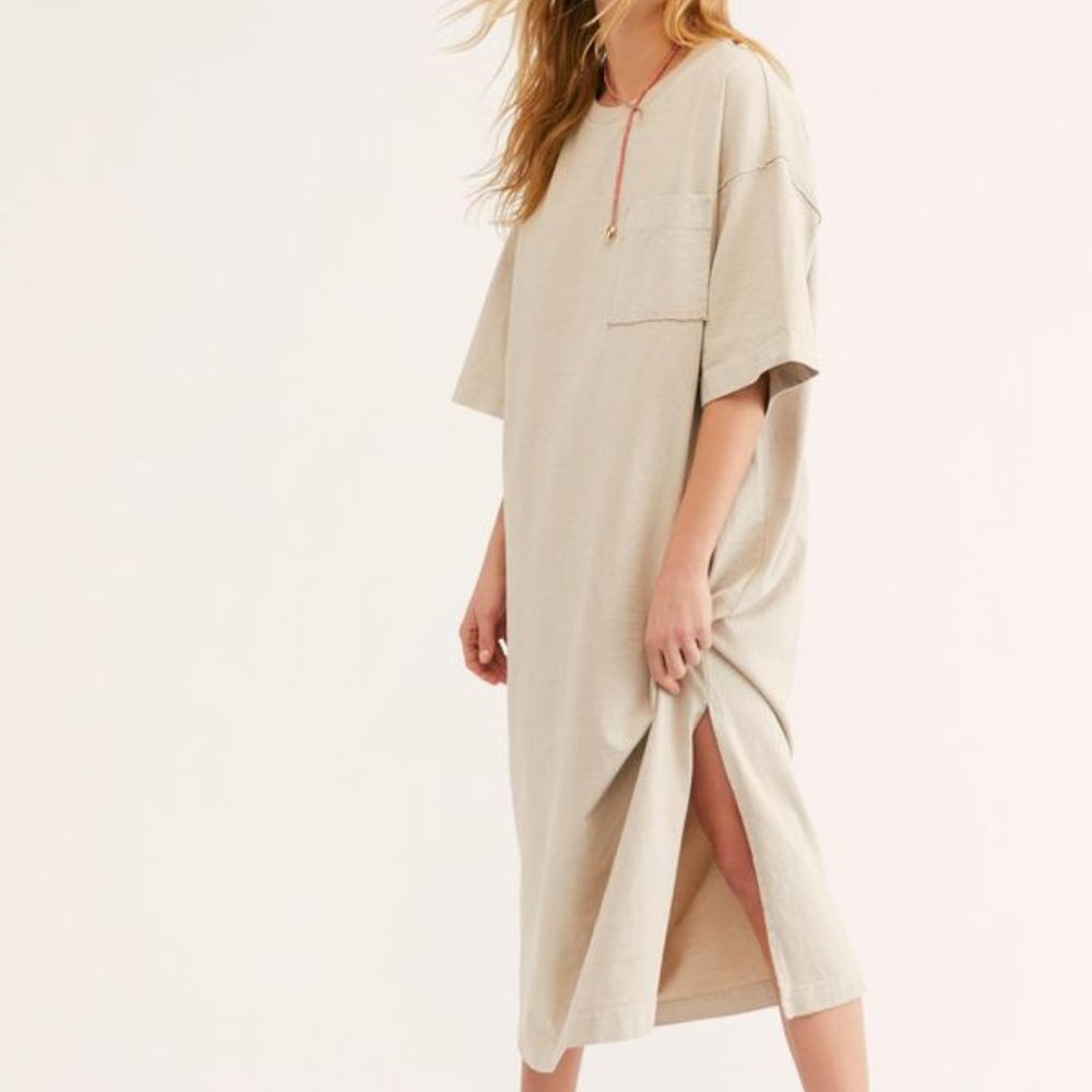 FREE PEOPLE CAMILLA SHIRT DRESS IN NEUTRAL